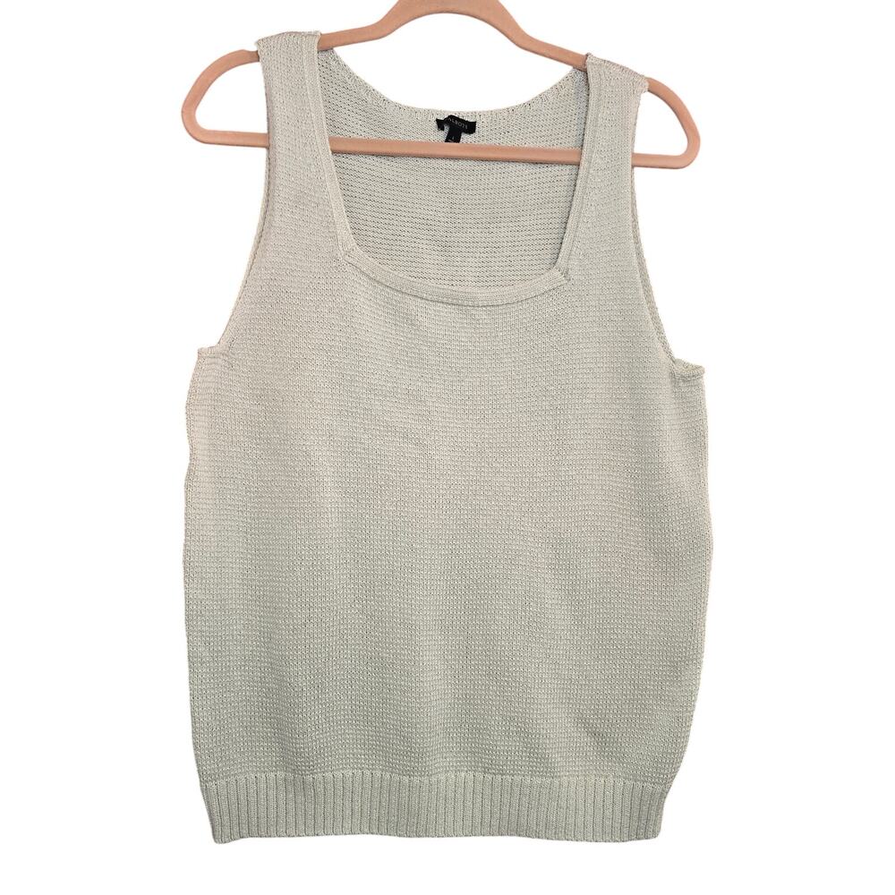 Talbots Cream Metallic Woven Tank Top Closet Staple Capsule Wardrobe Large